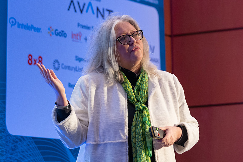 An image of a person speaking onstage at Channel Partners Europe